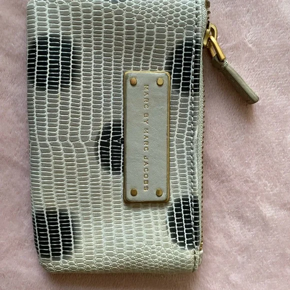 Marc by Marc Jacobs polka dot lizard skin effect coin purse zip card pouch - Picture 2 of 7